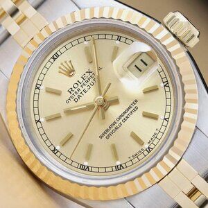 Rolex Ladies Two Tone Yellow 18k Gold Watch